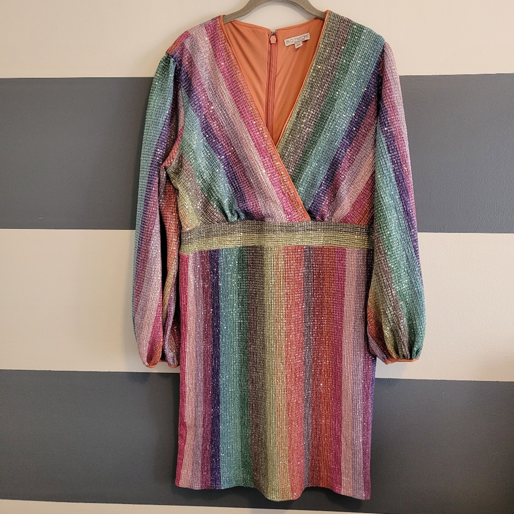 Rare Eva Mendes Cher Sequin Sheath Dress "Over the Rainbow" Women's Size XL